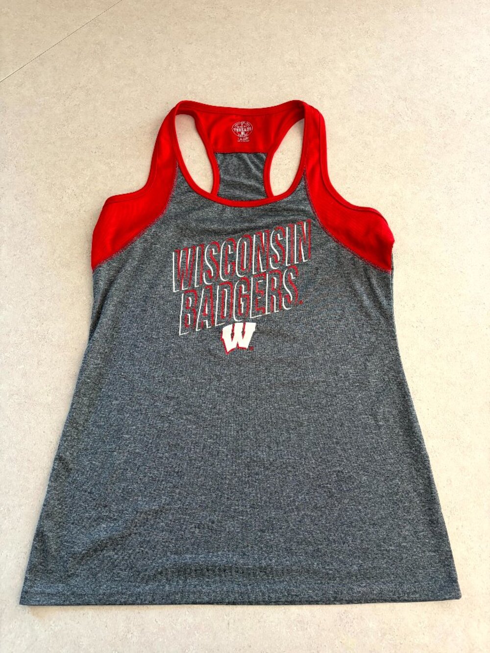 Rivalry Threads 91 Wisconsin Badgers women's Tank Top Grey Red Size Medium 8/10